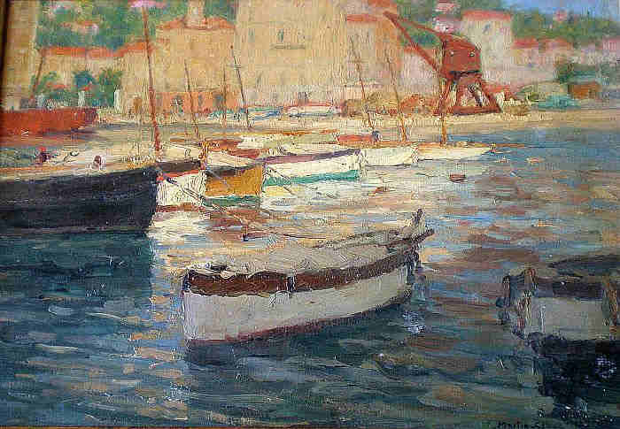 Bateaux de p&ecirc;che dans leport de Nice par Charles Martin Sauvaigo