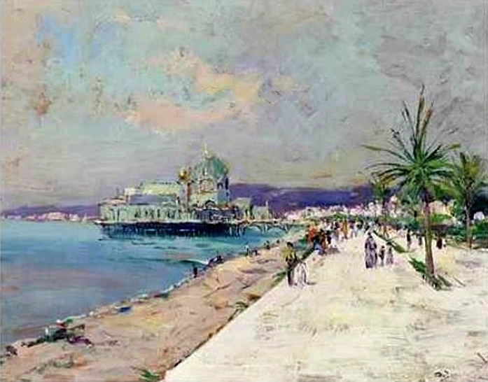 La  jet&eacute;e et le casino &agrave; Nice par Fausto Zonaro