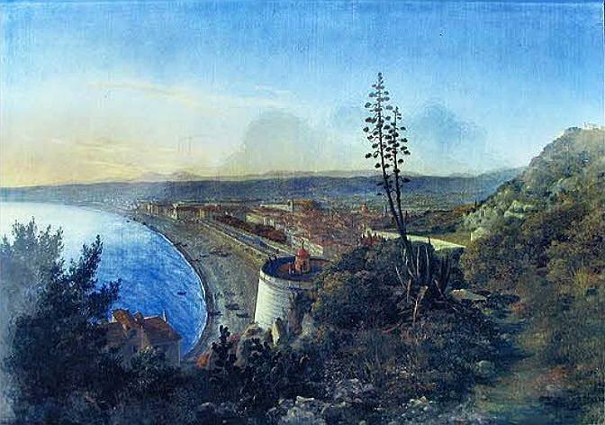 Nice, baie des Anges vue du château et la tour Bellanda par François Bensa