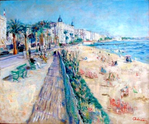 Promenade et plage &agrave; Nice par Lucien Adrion