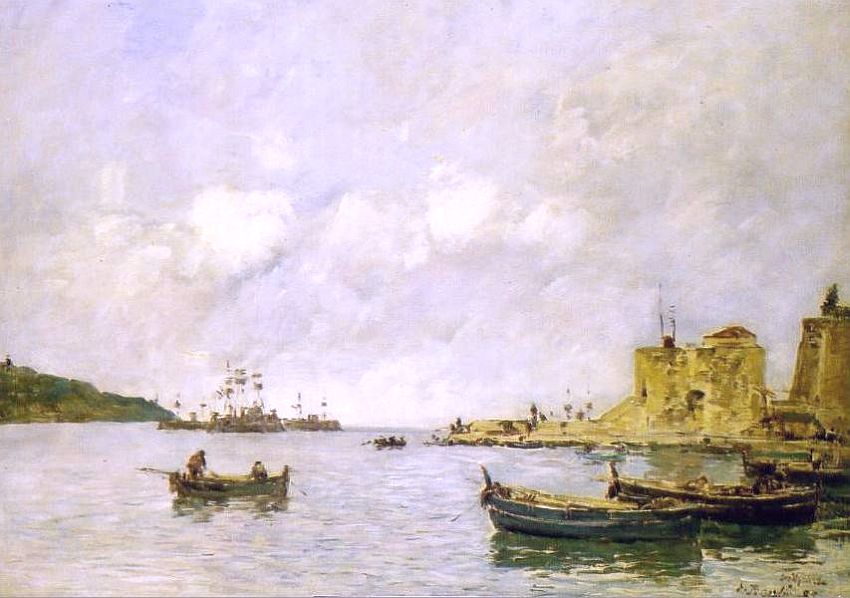 La rade de Villefranche par Eug&egrave;ne Boudin