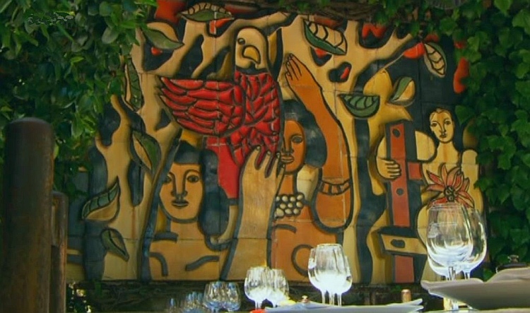Fresque Fernand L&eacute;ger &agrave; ,la Colombe d'Or