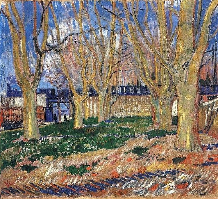 All&eacute;e de platanes  pr&egrave;s de la gare d'Arles par Vincent van Gogh