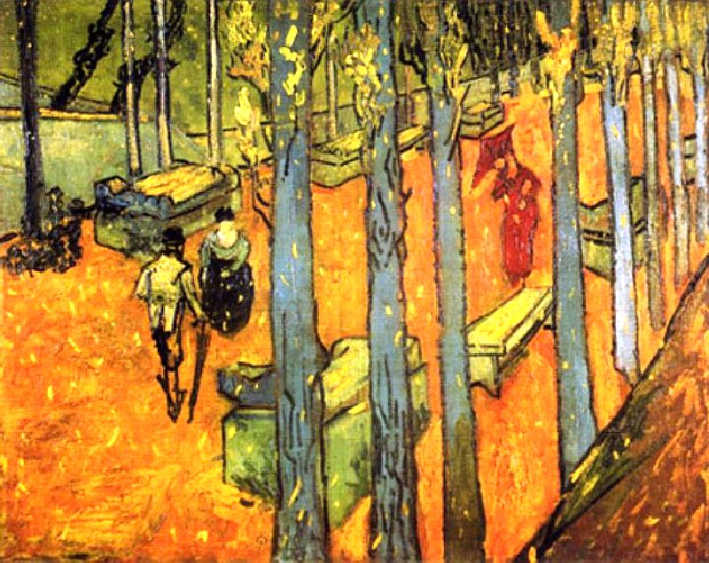 Chute des feuilles d'automne  sur les Alyscamps &agrave; Arles par Vincent van Gogh