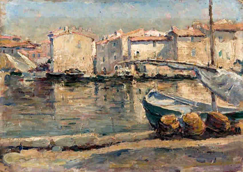 Barques latines &agrave; Martigues par Edouard Ducros
