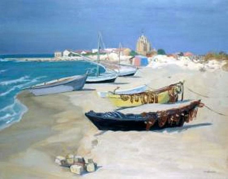 Barques aux Saintes Maries par  Yves Brayer