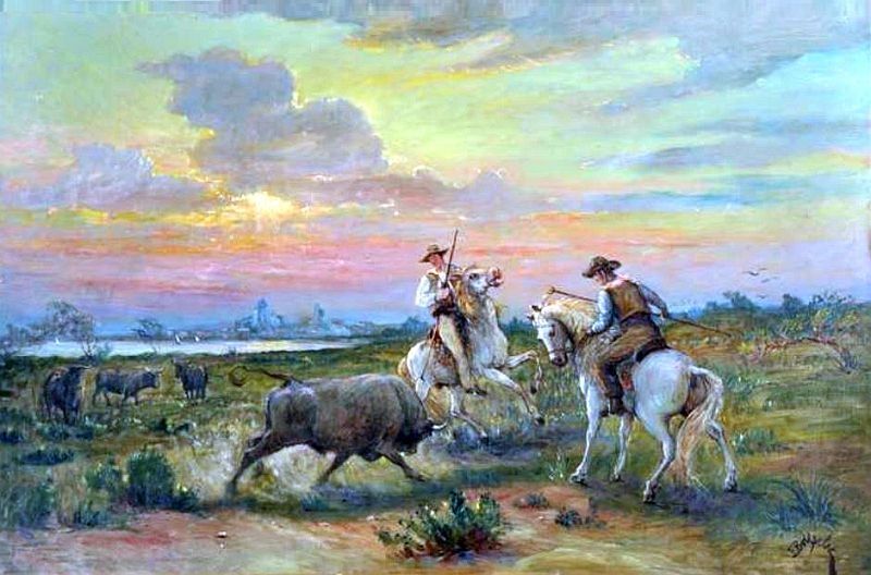 Guardians aux Saintes Maries par  Emile Boisselet
