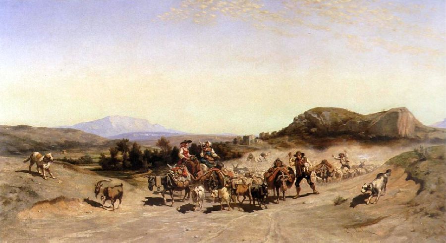 La Sainte-Victoire, sc&egrave;ne de  transhumance par Emile Loubon
