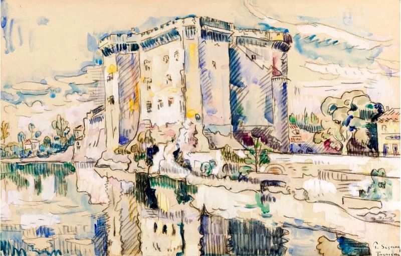 Vue du ch&acirc;teau de tarascon, depuis les rives du Rh&ocirc;ne par Jean-Baptiste Brunel