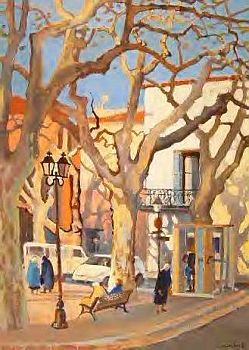 Central square Cassis  by Stephen Quiller