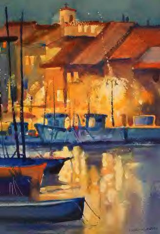 Cassis port by Night by Stephen Quiller