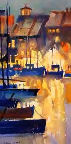 Cassis port by Night by Stephen Quiller