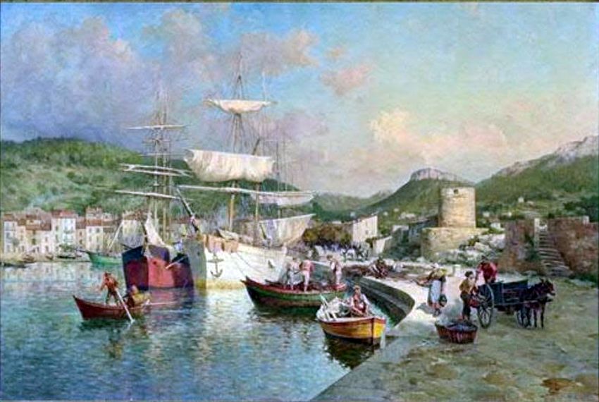 Port de Cassis anim&eacute; par Ernest George Chaivier de L&eacute;on