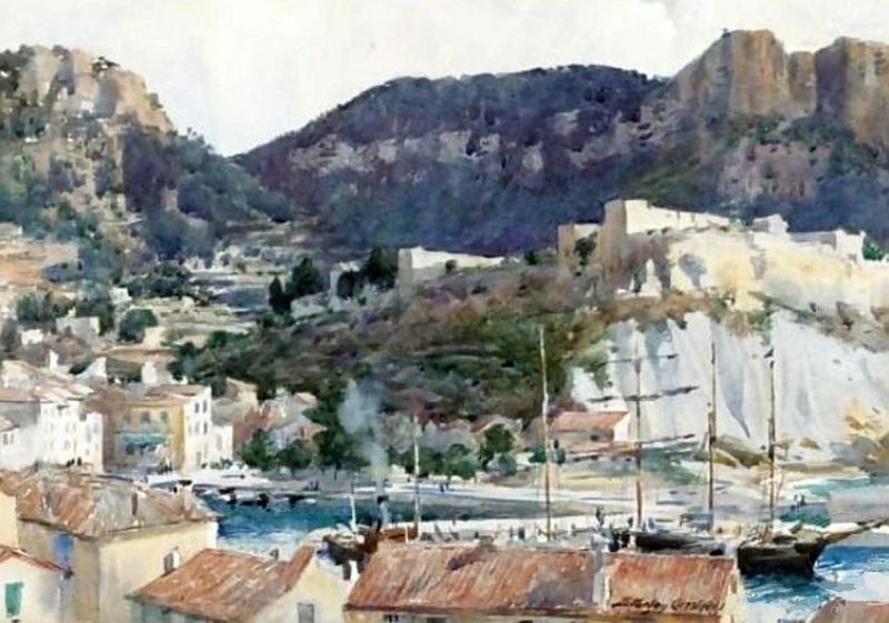 Vue du port de Cassis par Stanley Cursiter 
