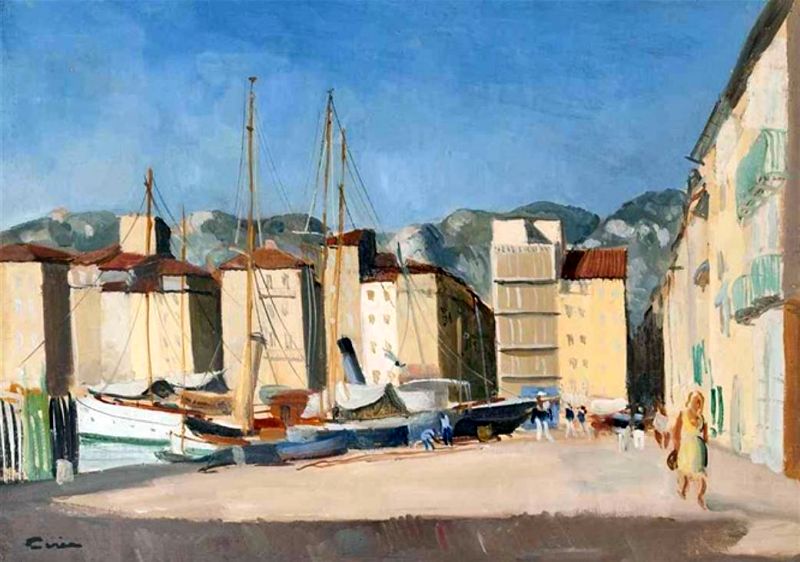 POrt de Toulon &agrave; la tomb&eacute;e du jour par Othon Friesz