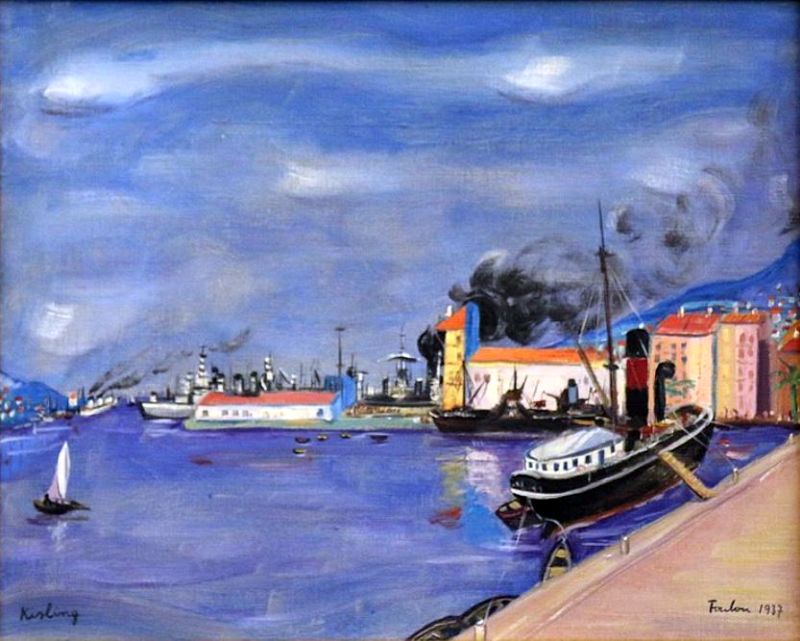 POrt de Toulon &agrave; la tomb&eacute;e du jour par Othon Friesz
