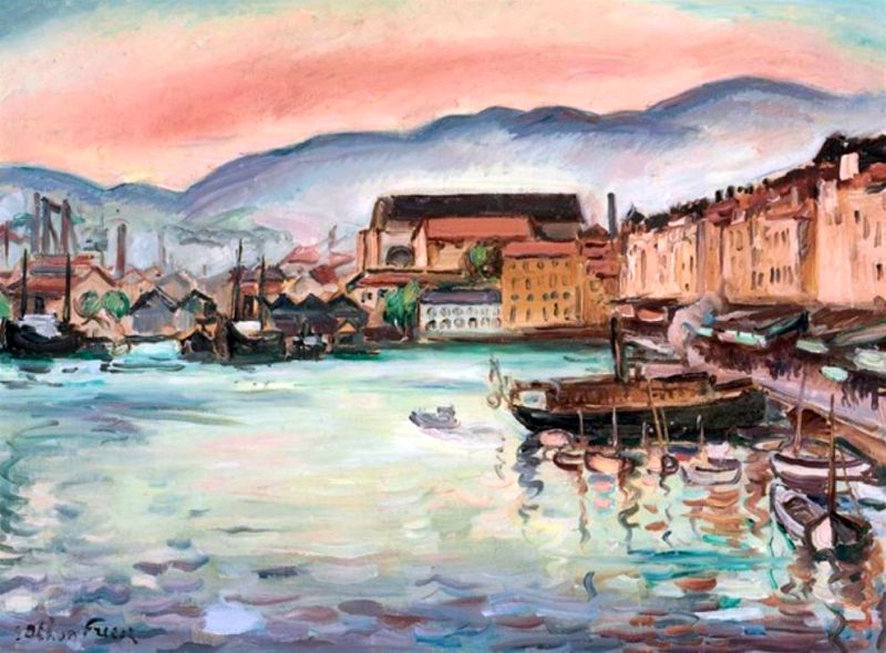 POrt de Toulon &agrave; la tomb&eacute;e du jour par Othon Friesz