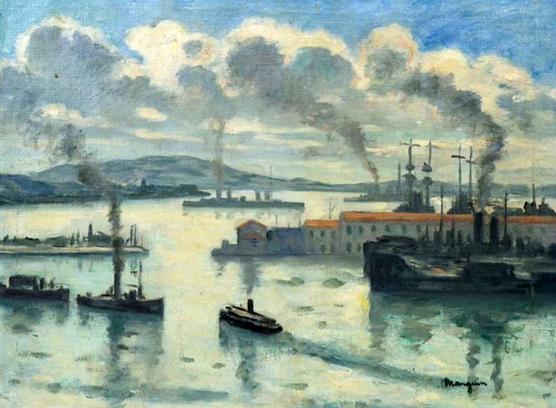 vue sur le port de Toulon par Charles Manguin