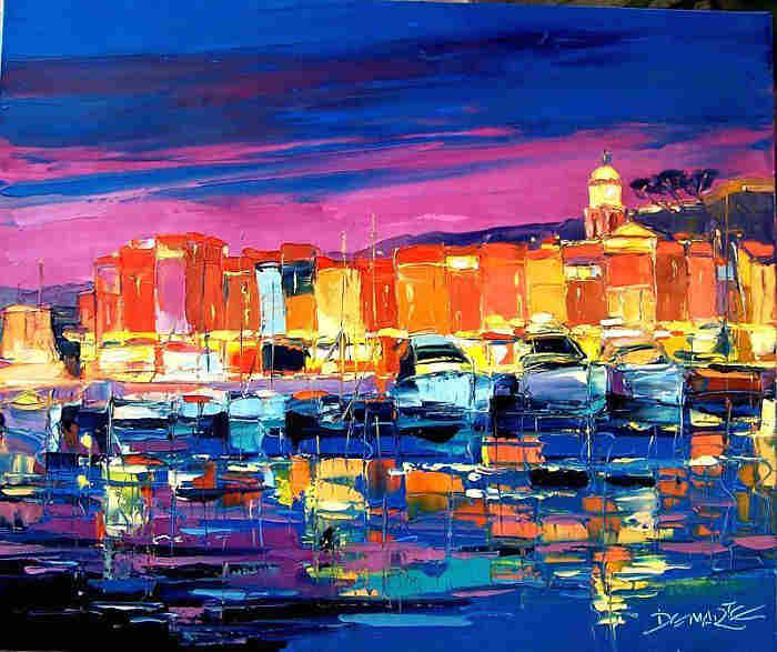 Le port de St-Tropez au  soleil  couchant par Alain Demarte