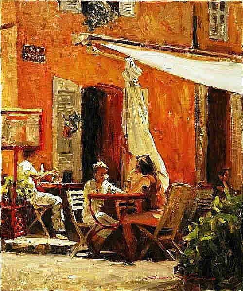 Riviera caf&eacute; in St-Trpez by Leonard Wren