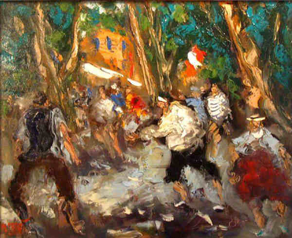 Partie de p&eacute;tanque, place des Lices &agrave; St-Tropez par Michel Calvet