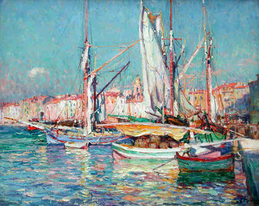 Le port de St-Tropez par Louis Agricole Montagn&eacute;