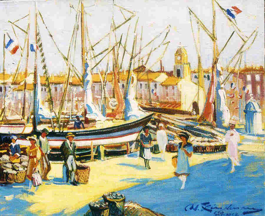 bateaux sur les quais, dans le port de St-Tropez par Martin Lindenau