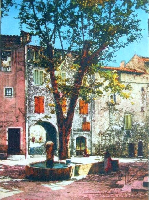 Fontaine de la  cour &agrave;  Barjols en 1900