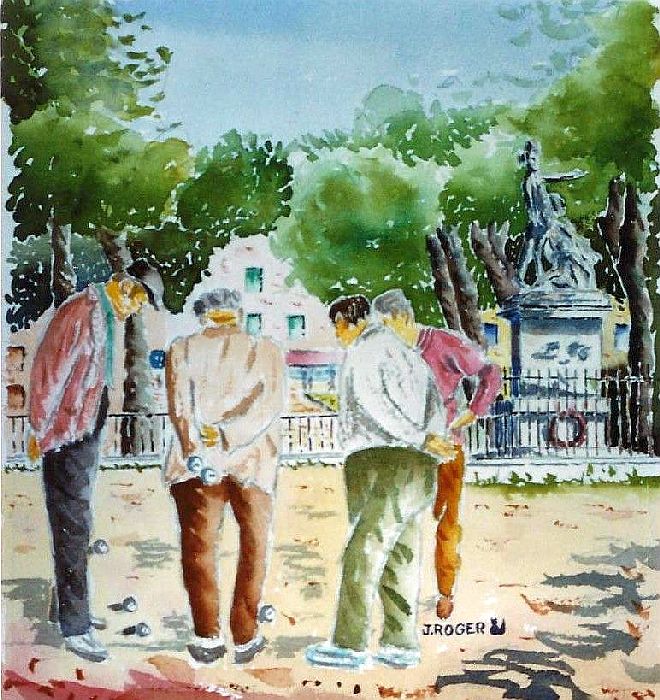 partie de p&eacute;tanque &agrave; Barjols  par Roger J