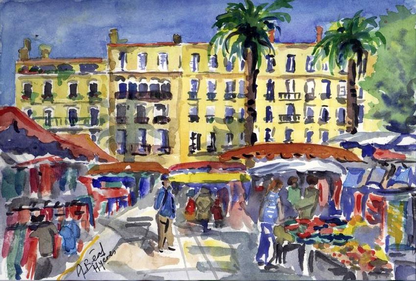 Le march&eacute;, place Cl&eacute;menceau &agrave; Hy&egrave;res par Arlette Beal