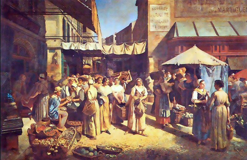 Pont B&eacute;nezet et palais des papes d'Avignon par Eug&egrave;ne Isabey