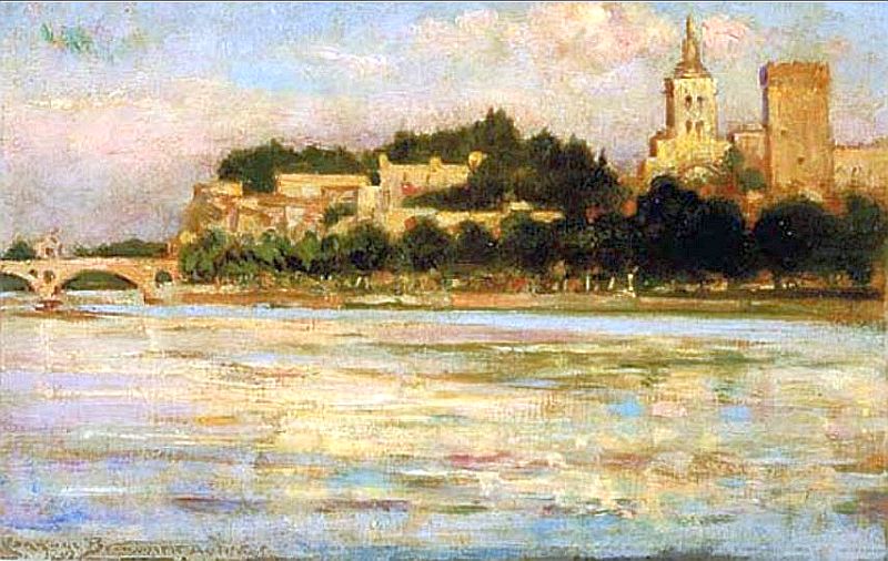 Palais des papes  et pont d'Avignon par James Caroll Beckwith