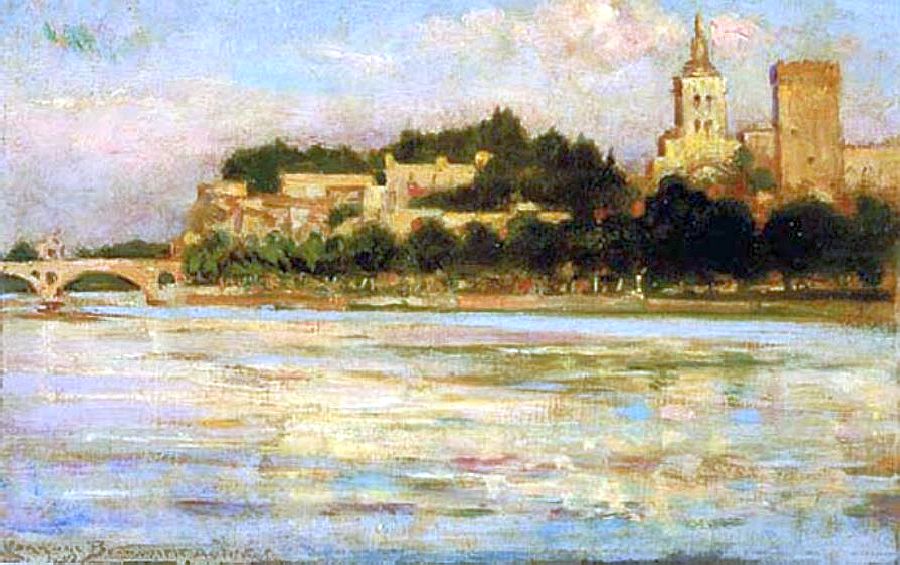 Avignon, palais des Papes et pont Benezet par James Carroll Beckwith