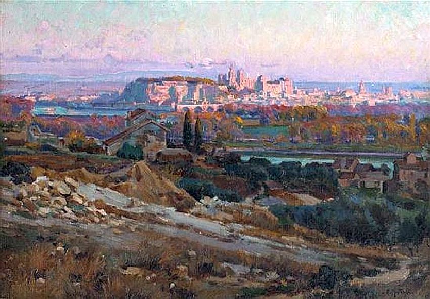 Avignon soleil couchant par Louis Agricol Montagn&eacute;