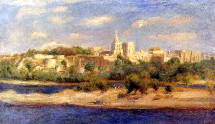 baigneurs au bord du Rh&ocirc;ne &agrave; Avignon par Auguste Renoir