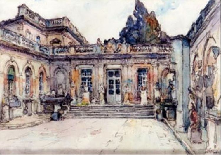 Cour d'honneur du mus&eacute;e Calvet &agrave; Avignon par Louis Agricol Montagn&eacute;