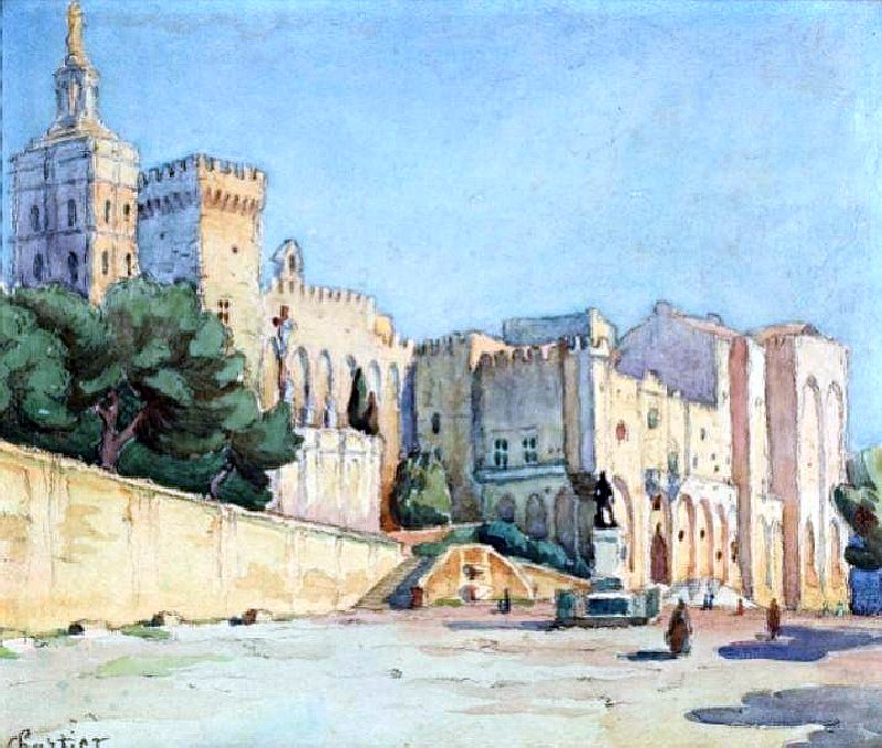Place du palais des papes d'Avignon par Charles Alexandre Chartier