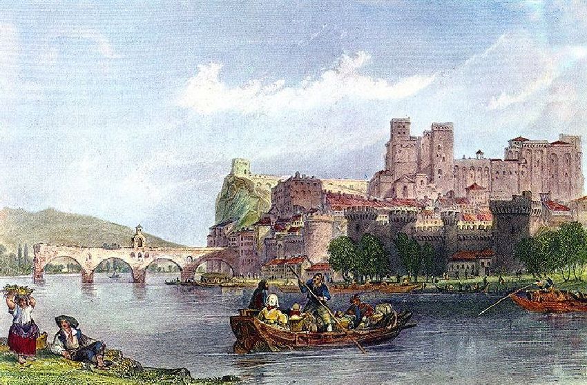 Sc&egrave;ne devant Avignon, gravure 1830