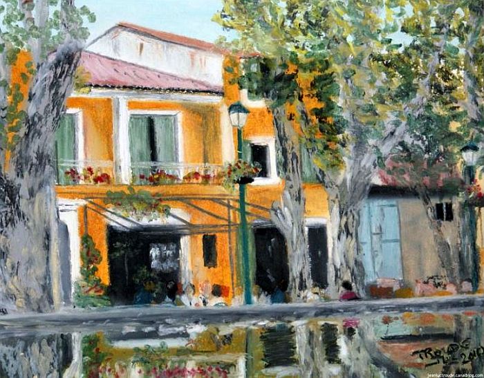 La terrasse et le lavoir &agrave; Cucuron par Jean-Luc Troude