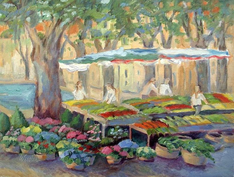 Village market at Cucuron by Linda Wissler