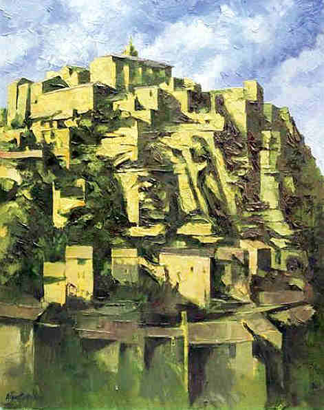 Gordes sous  une lumi&egrave;re dor&eacute;e par Allan Cotton