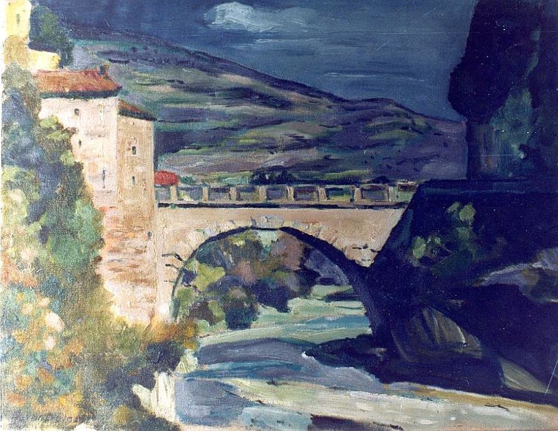 VVieux pont de aison-la-Romaine par L&eacute;on van Dievoet