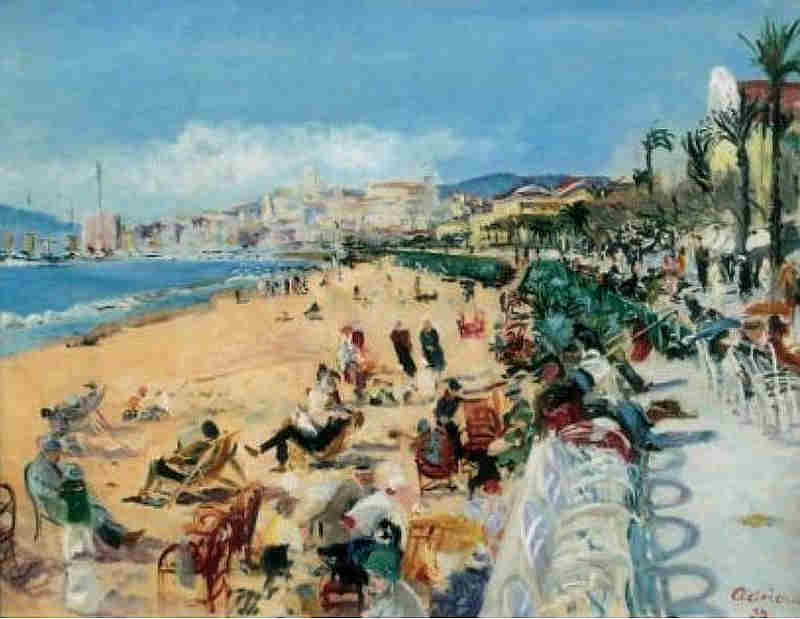 La croisette et la plage à Cannes par Lucien Adrion