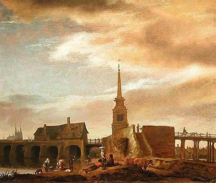 Pont des Treilles sur la Maine et Angers vus d'amont par Lambert Dooner