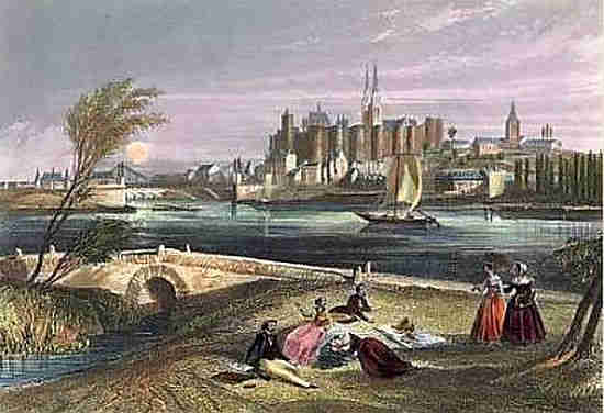 Angers vue depuis actuel parc de Balzac  par A. Rouargue