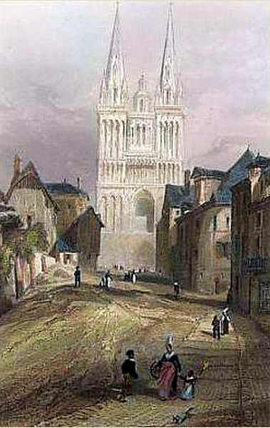 La mont&eacute;e St-Maurice et le cath&eacute;drale d'Angers par A. Rouargue