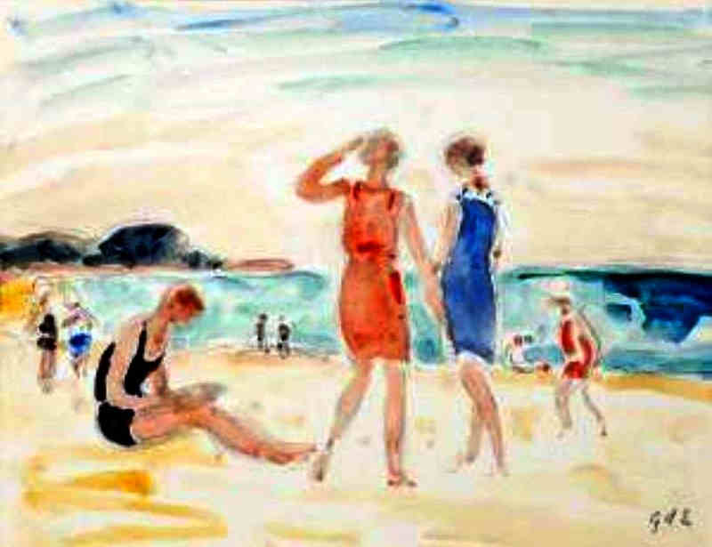 Femmes sur la plage de Noirmoitier  par Georges d'Espagnat