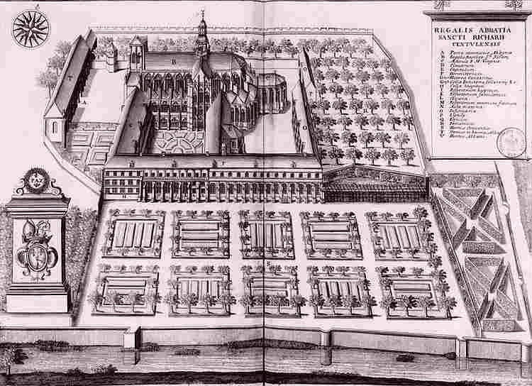 abbaye de St-Riquier au  17e si&egrave;cle