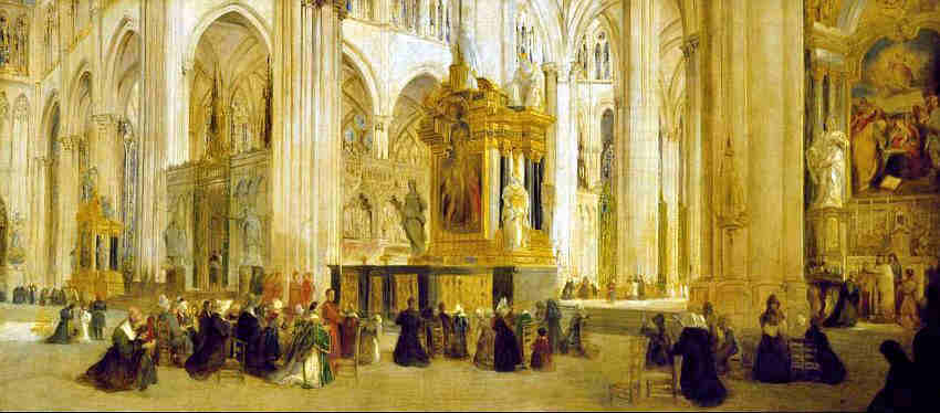 Int&eacute;rieur de la cath&eacute;drale d'Amiens par John Scarlett Davis