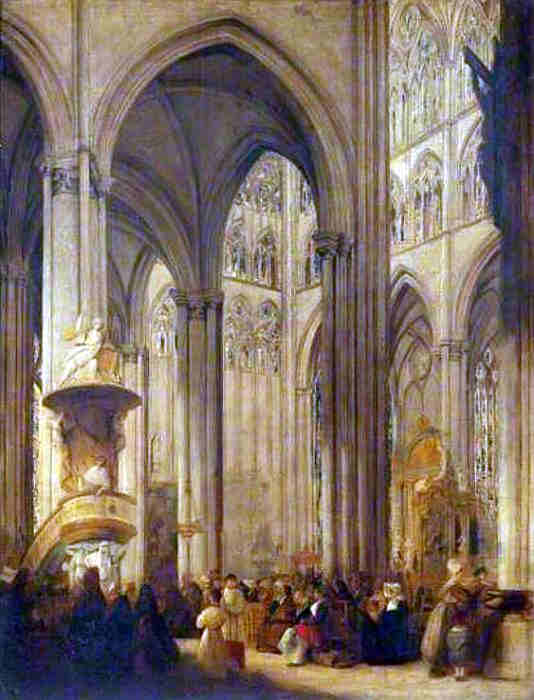 Int&eacute;rieur de la cath&eacute;drale d'Amiens par John Scarlett Davis